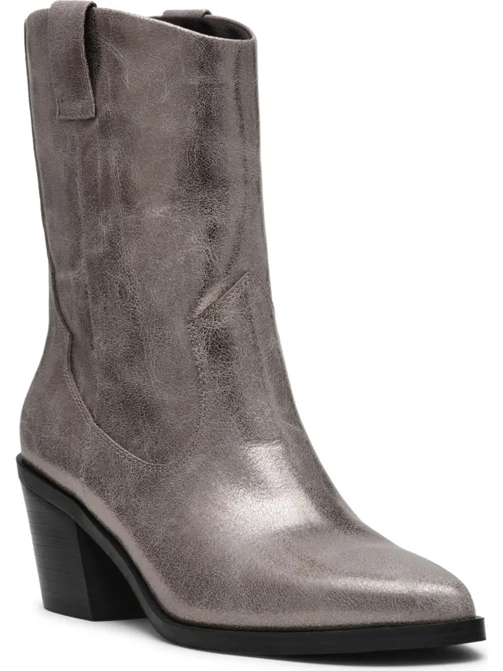 NWOT Dolce Vita Metallic Gray Women's Western Block Heel Boot